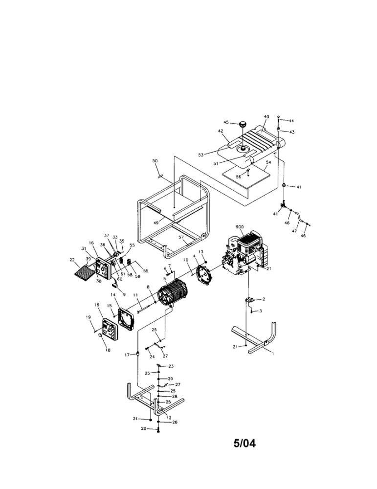 Main Unit Diagram and Parts List for 01971  Briggs and Stratton Generator